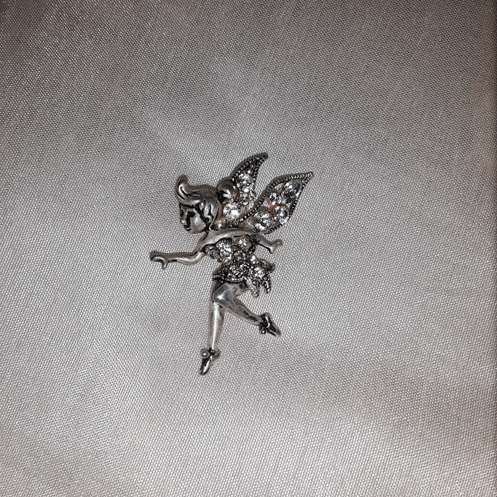 Silver plated fairy brooch